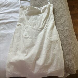 white strapless corset dress